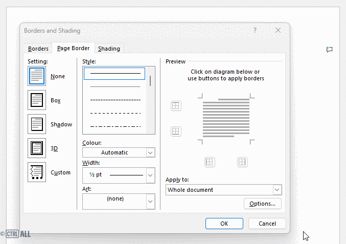 Custom page border demonstration